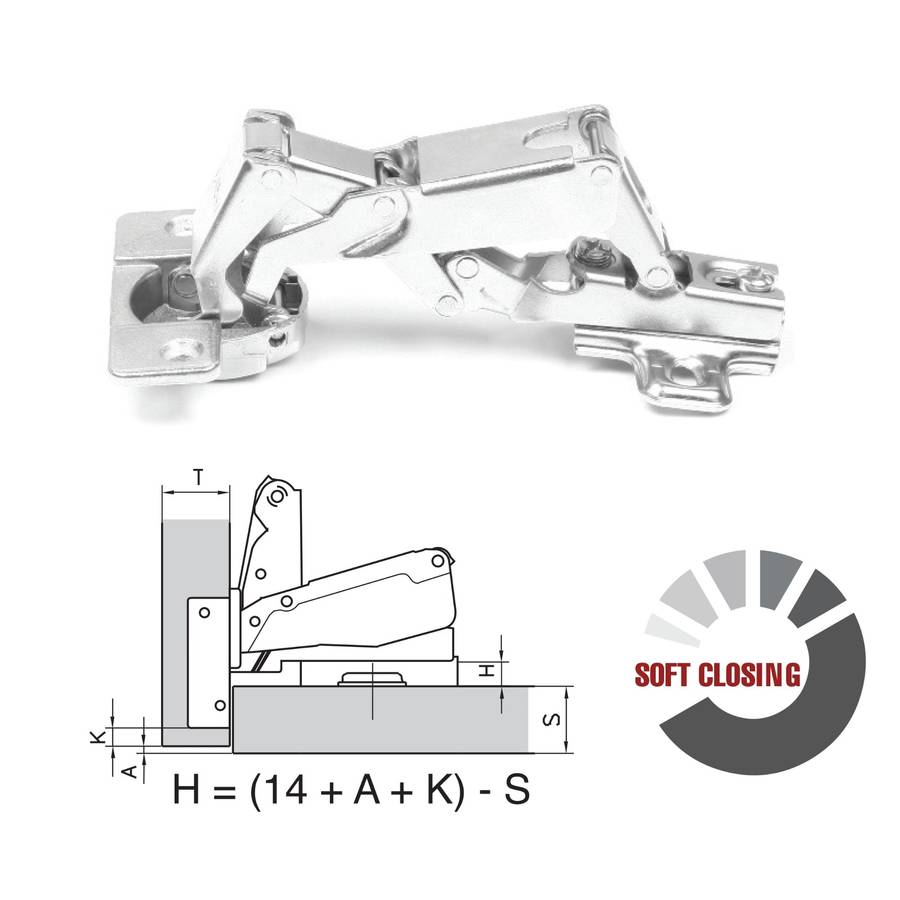 ROCO 165 Degree Soft Close 4 Hole Base Plated Cupboard Hinge ( 5 Pack )
