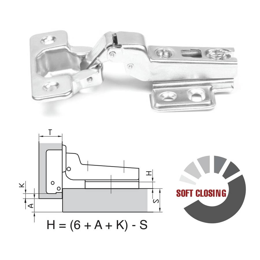 ROCO 110 Degree Soft Closing 4 Hole Base Plated Cupboard Hinge 9mm