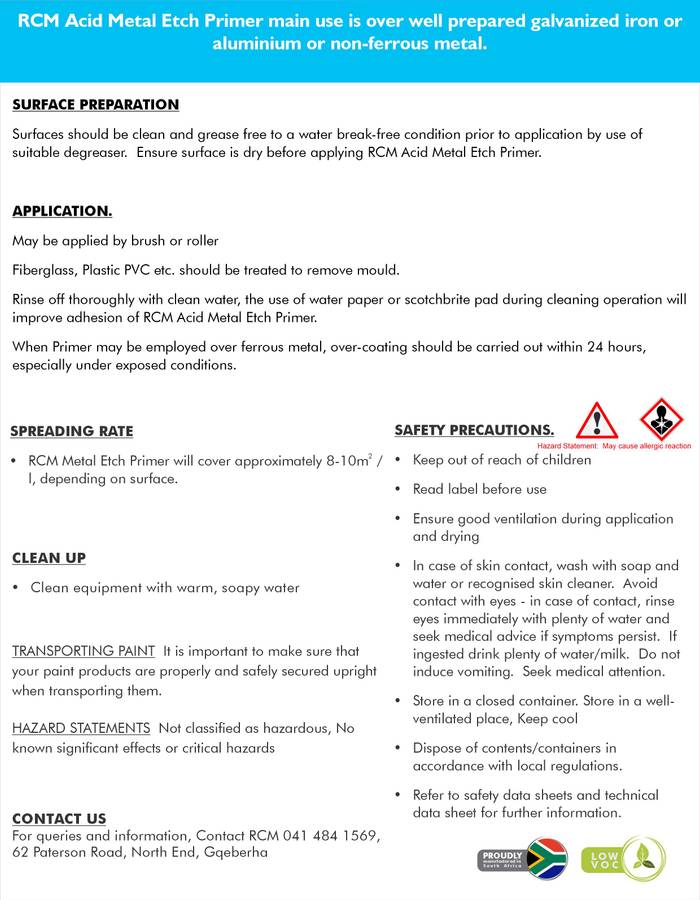 RCM Acid Metal Etch Primer