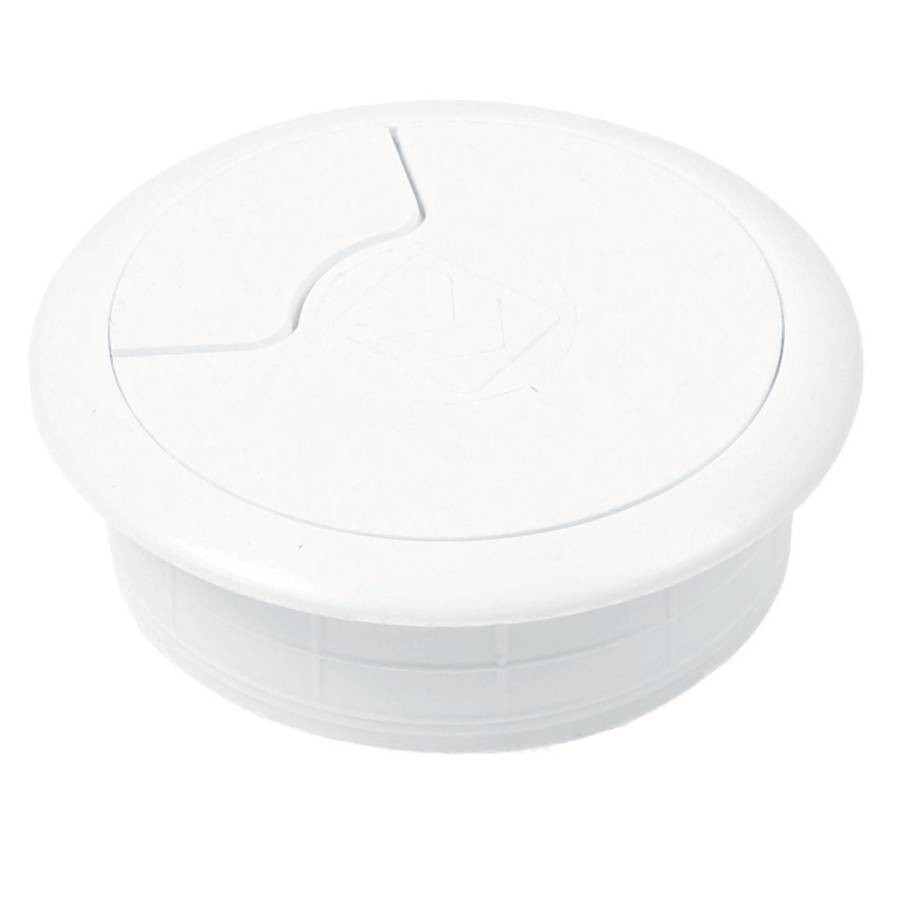ROCO Round Cable Management Desk/Counter Port White 64mm