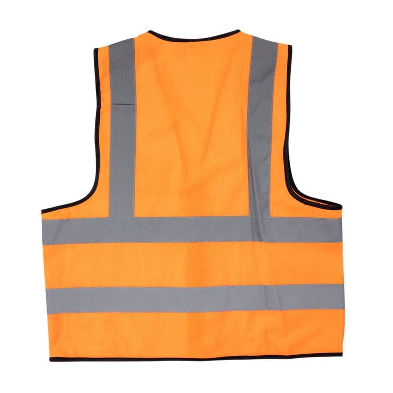 PIONEER SAFETY Vests Reflective Fluorescent Orange Zip Pocket Large