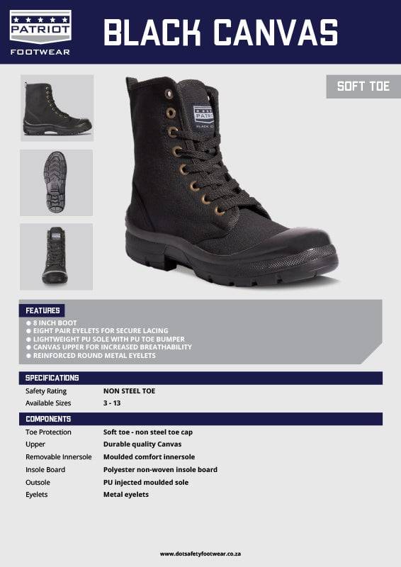 PATRIOT Black Canvas Security Boot Soft Toe