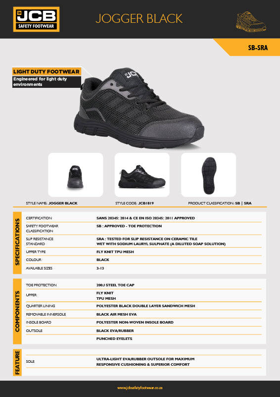 JCB Jogger Black Shoe Steel Toe
