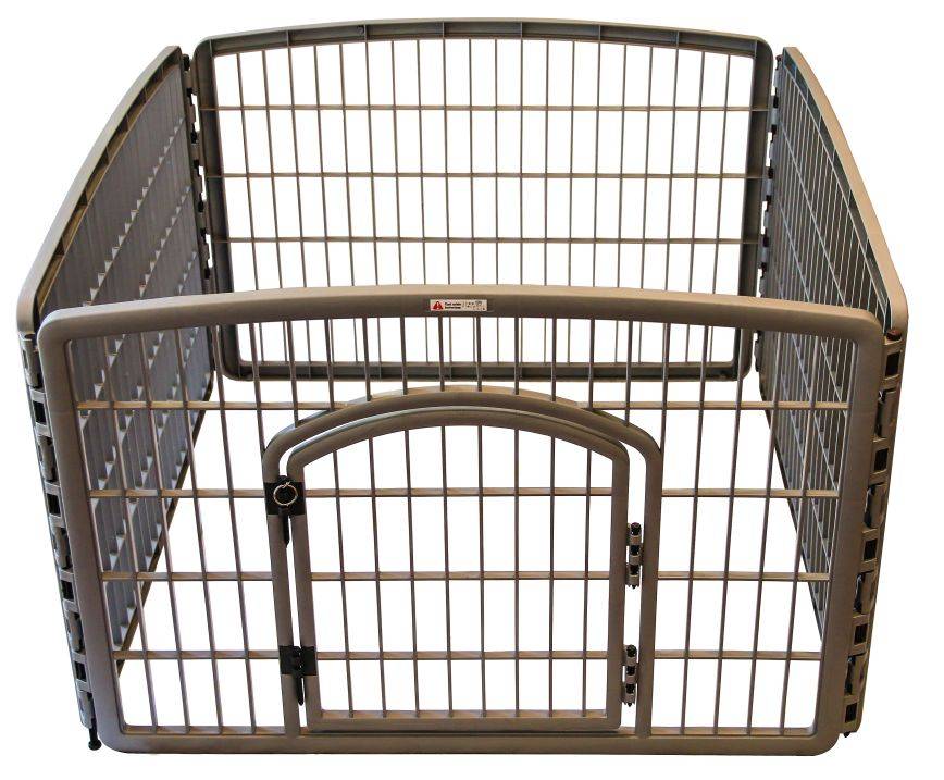 Grey pet playpen with gate [Plastic] - 5.40kg