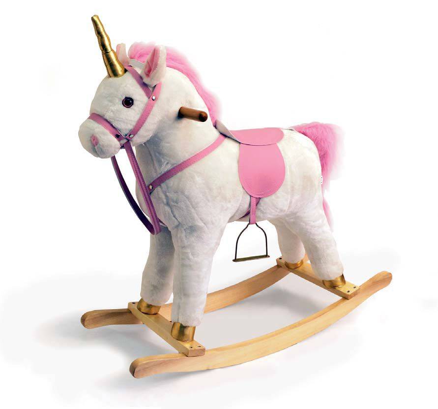 Princess Rocking Horse Unicorn in Pink - Blue & Yellow, Orange & Green