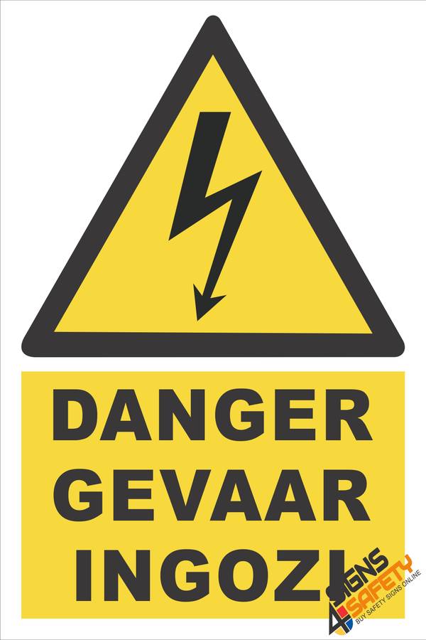(EW1) Danger / Gevaar / Ingozi Electrical Sign - 200mm * 300mm 0.9mm ABS Plastic