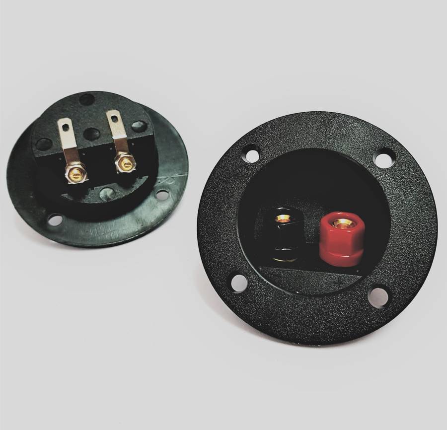 SPEAKER TERMINAL Red/Black screw GOLD METAL - Diameter 75mm