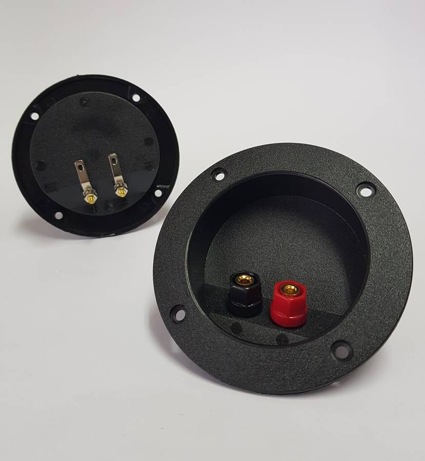 SPEAKER TERMINAL Red/ Black screw GOLD METAL - Diameter 105mm