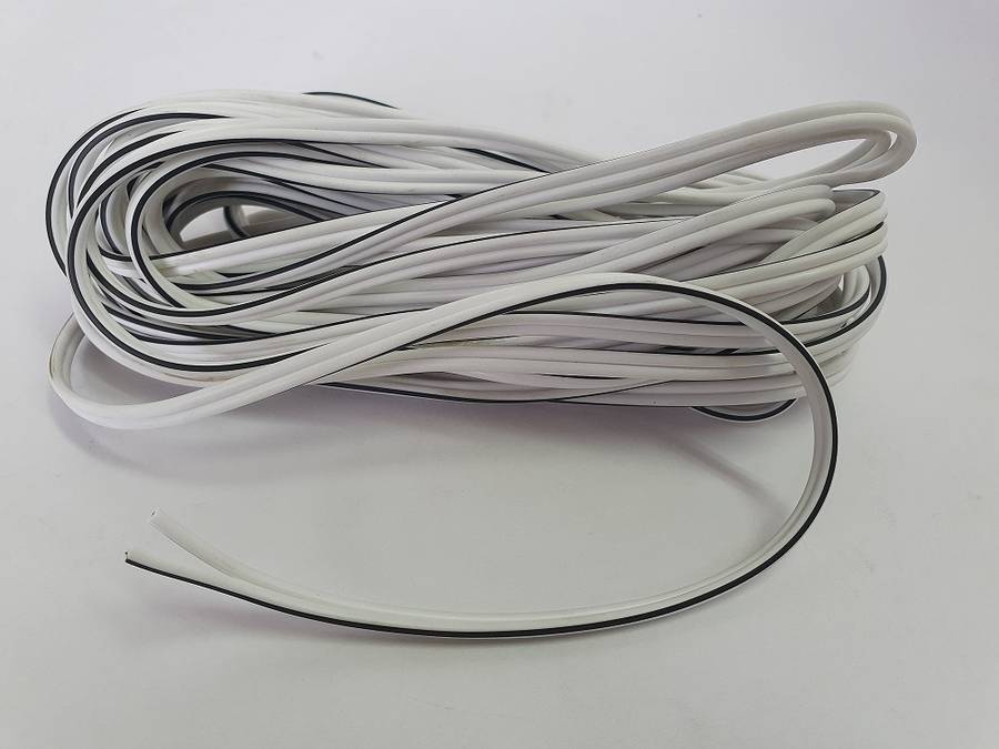 Speaker Cable (5m) - White with Black Tracer, 0.5mm Ripcord