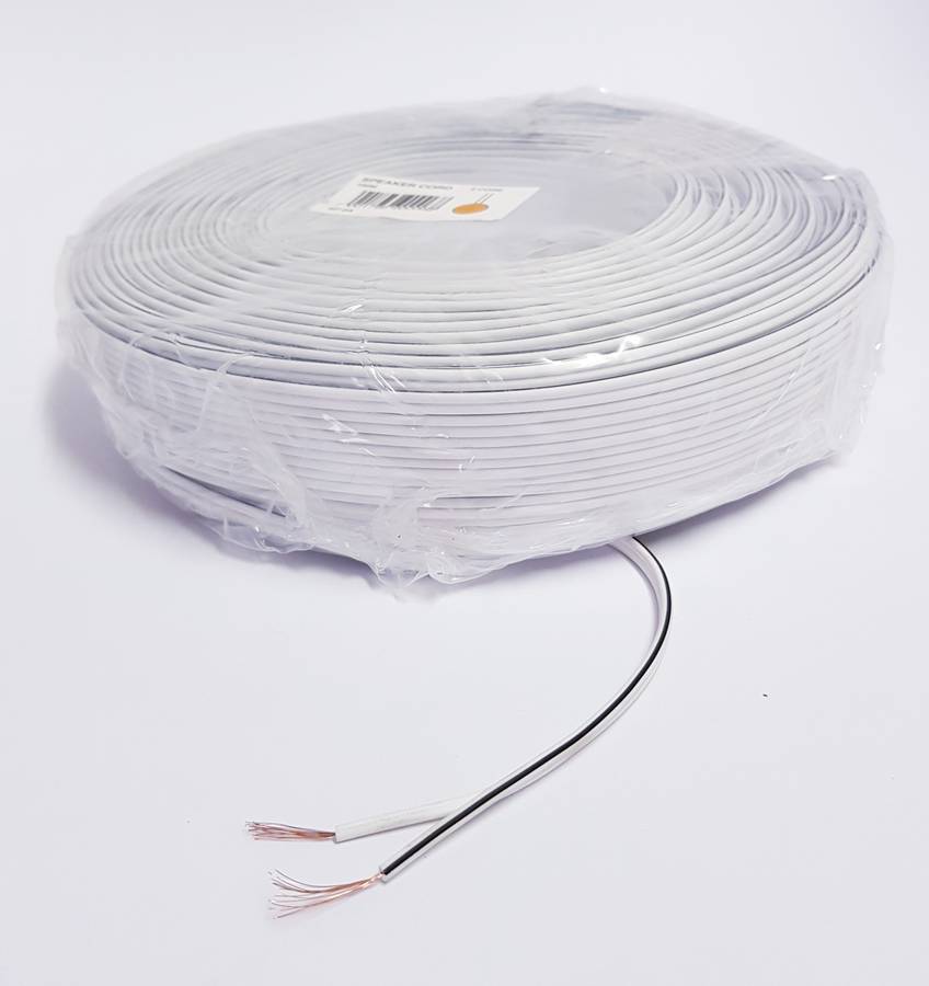 Twin Flex Speaker Cable (100m) - White/Black,0.3mm Ripcord