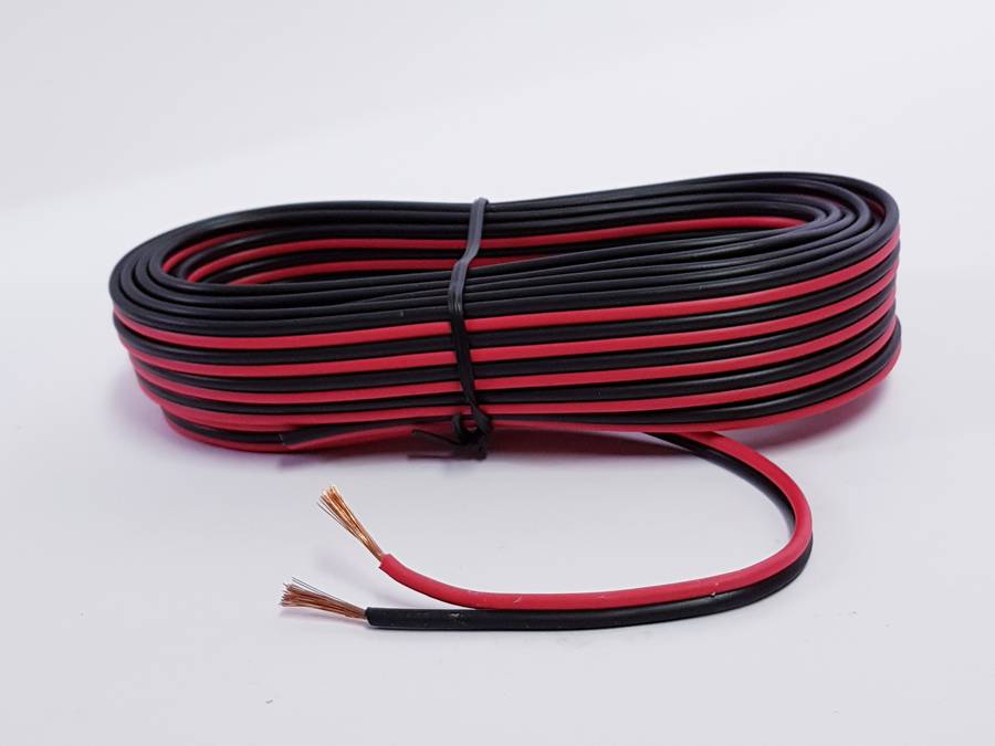 Twin Flex Speaker Cable (10m) - Red/Black, 0.5mm Ripcord