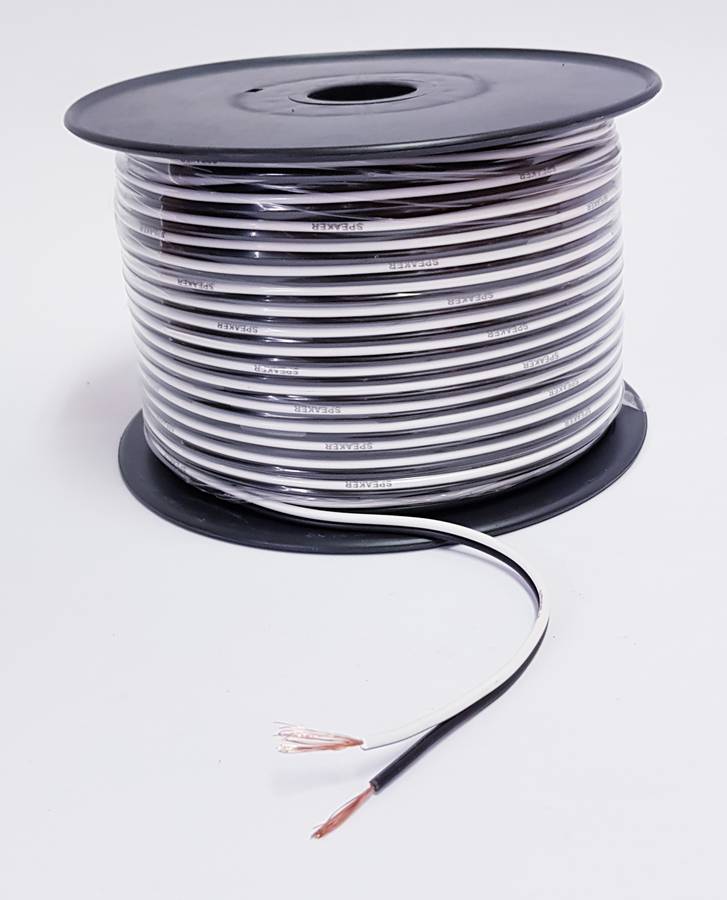 SPEAKER CABLE twin flex (100M) White/ Black 1.5mm ripcord