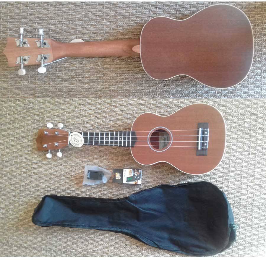 Waikiki PACK Sapele wood soprano ukulele pack with bag and tuner  (24h-48h SA delivery )