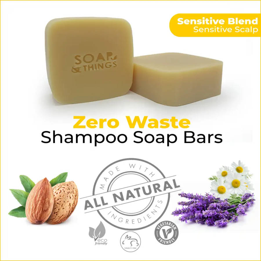 Sensitive Blend Shampoo Soap Bar with Sweet Almond Oil, Lavender Essential Oil, Natural Handmade ...