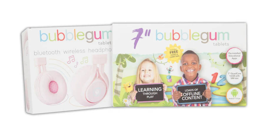 Bubblegum EduTab - 7-inch Sim Edition - Bluetooth Headphone Combo - Grey (New, display unit)