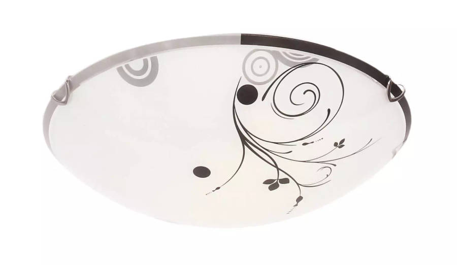 Floral Patterned Glass Ceiling Fitting with Chrome Clips - Large - CF637 (New, packaging damaged)