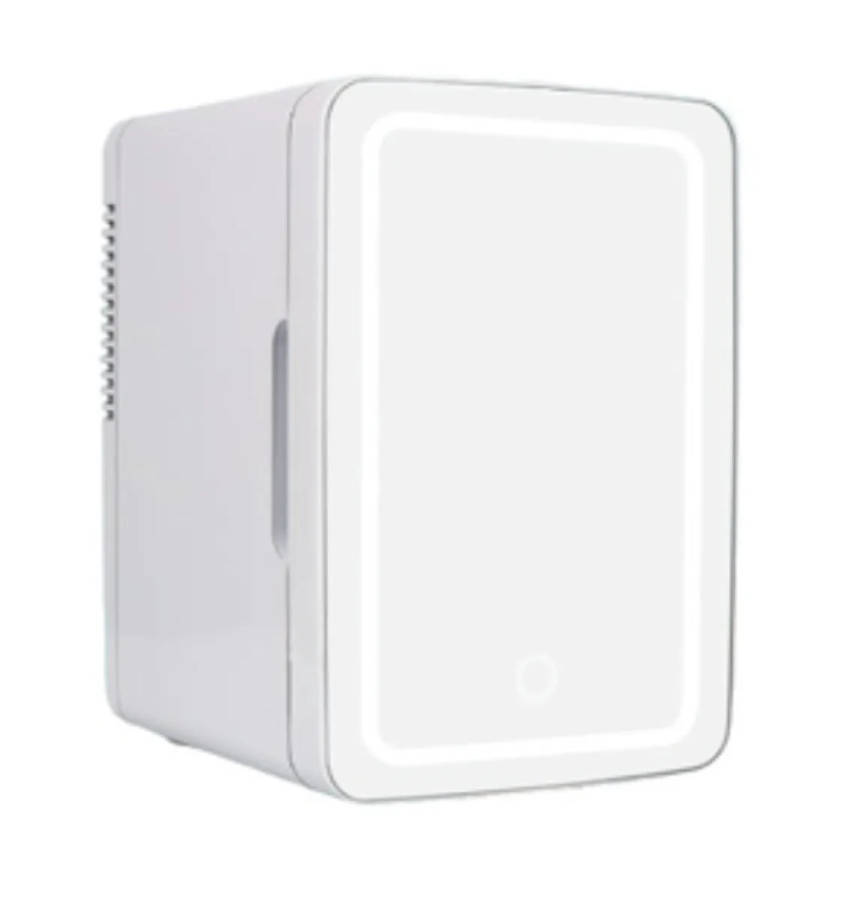 Mini Fridge With Touch LED Light Control & Mirror Finish For Home & Beauty - White (New, packagin...