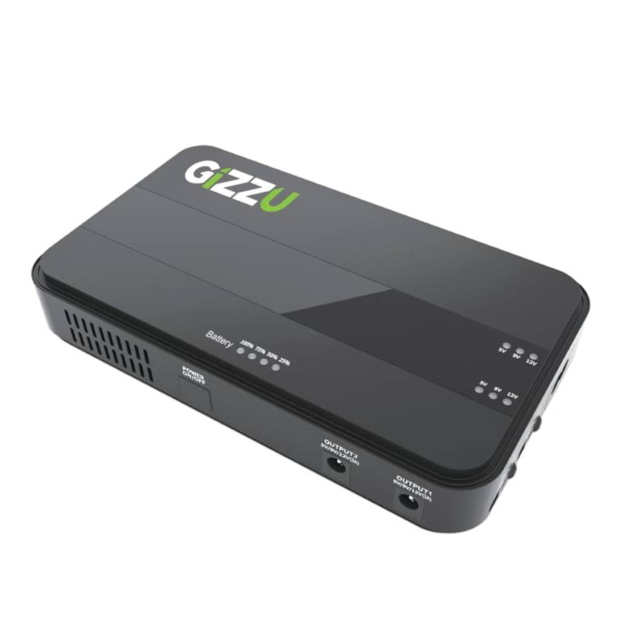 GIZZU 36W 32Wh 8800mAh Mini Dual DC UPS Lithium  Black
