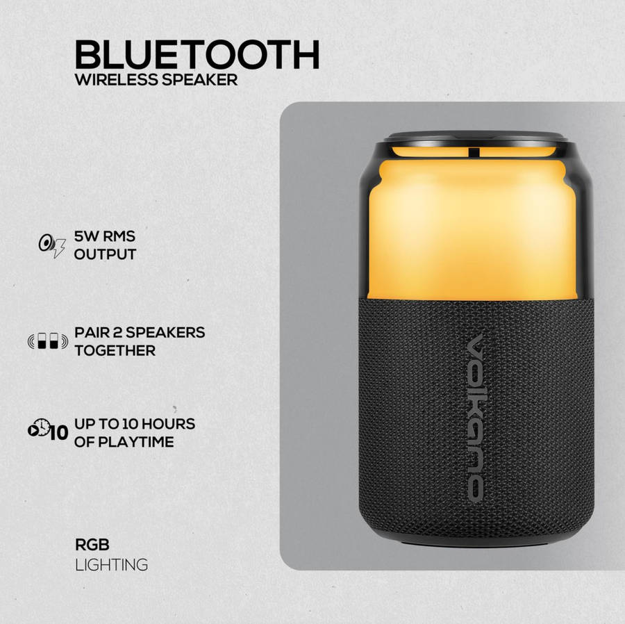Volkano Neptune Bluetooth Wireless Speaker - Black