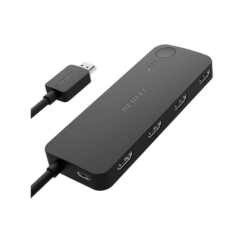 Benfei Hdmi V2.0 3-In To 1-Out 4K@60Hz Amplified Switch With 1X Usb-C Port For Additional Power (...
