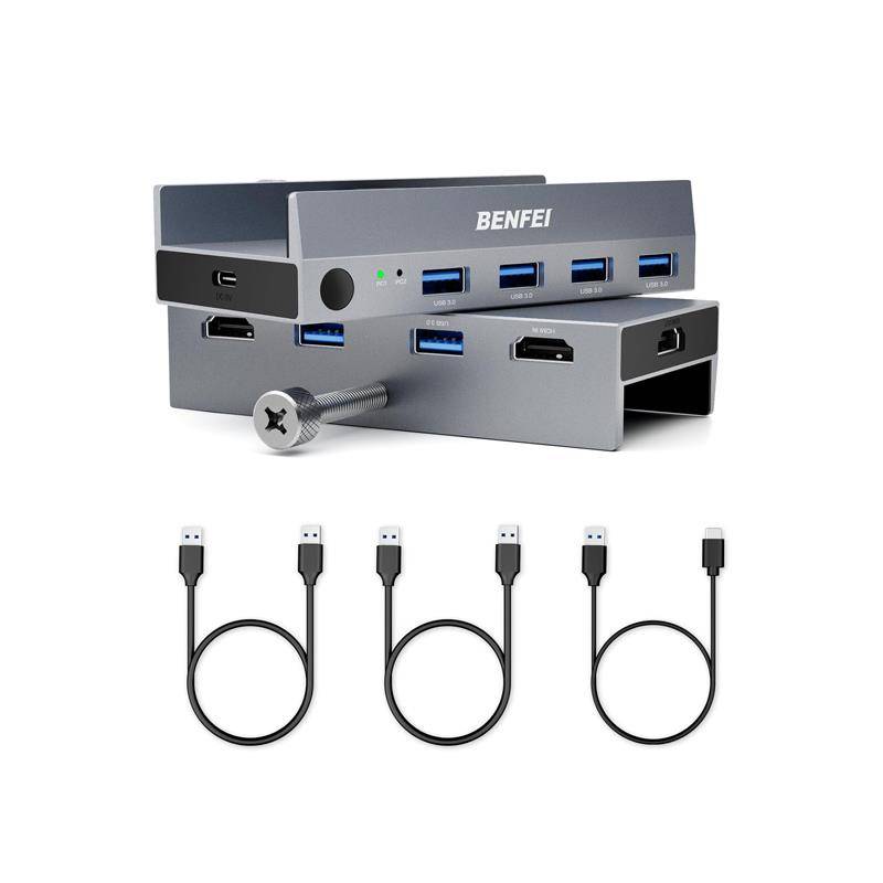 BENFEI All-Aluminium 4-In 2-Out USB HDMI KVM Switch Supports High-Definition 8K@60Hz Resolution A...