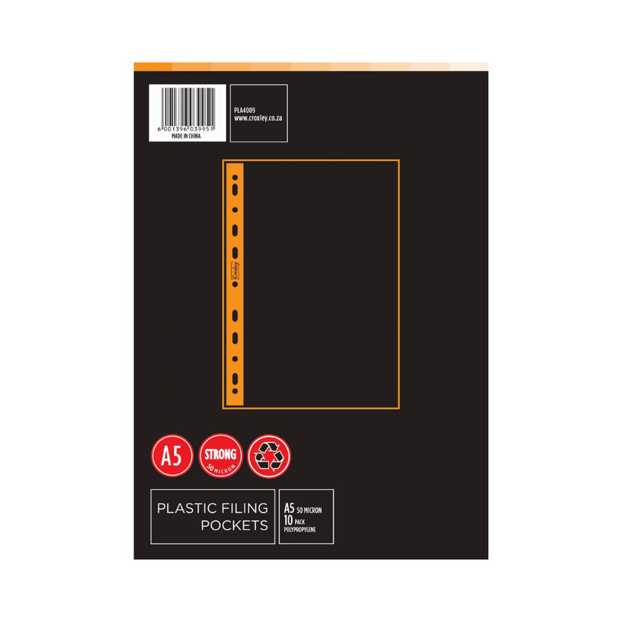 A5 Filing / Plastic Pockets 50mic Pack of 10