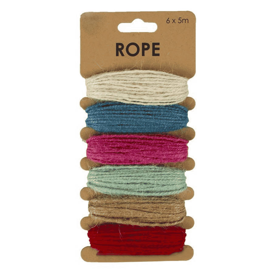 Light Colour Craft Rope  6 Colours, 5m Each