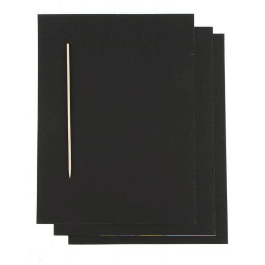 A5 Scratch Art Pad with Wooden Tool  3 Sheets