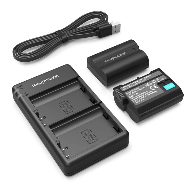 Ravpower Dual 2100Mah Replacement Battery Charger Set For Nikon En-El15