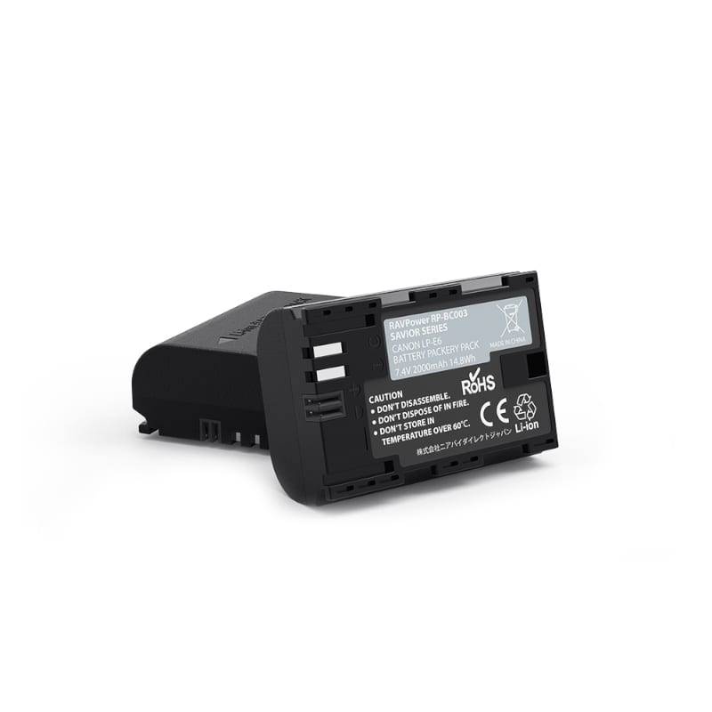 Ravpower 2X 2000Mah Replacement Batteries For Canon Lp-E6(N) With Charger Set - Black