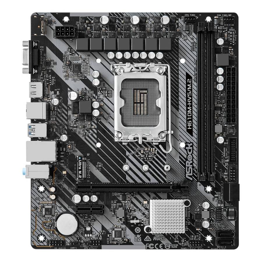 ASRock Motherboard H610M-HVS/M.2 R2.0 Motherboard Intel LGA 1700 m-ATX Motherboard