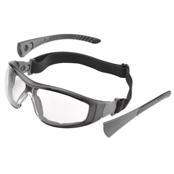 Elvex Go-Specs II Ballistic Glasses, AF/PC Lens, Strap System, Black/Grey Frame - Clear
