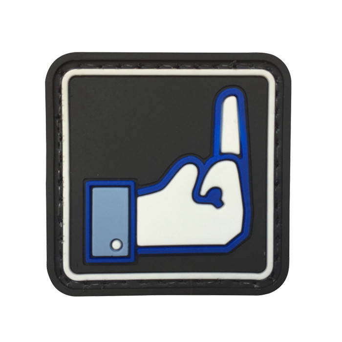 TacSpec "Square Dislike Button" PVC Velcro Patch - Black/Blue/White