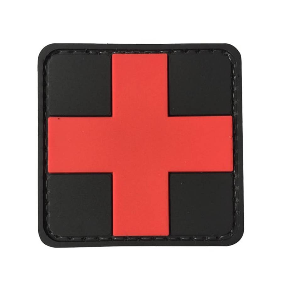 TacSpec "Medic Cross" PVC Velcro Patch - Black/Red