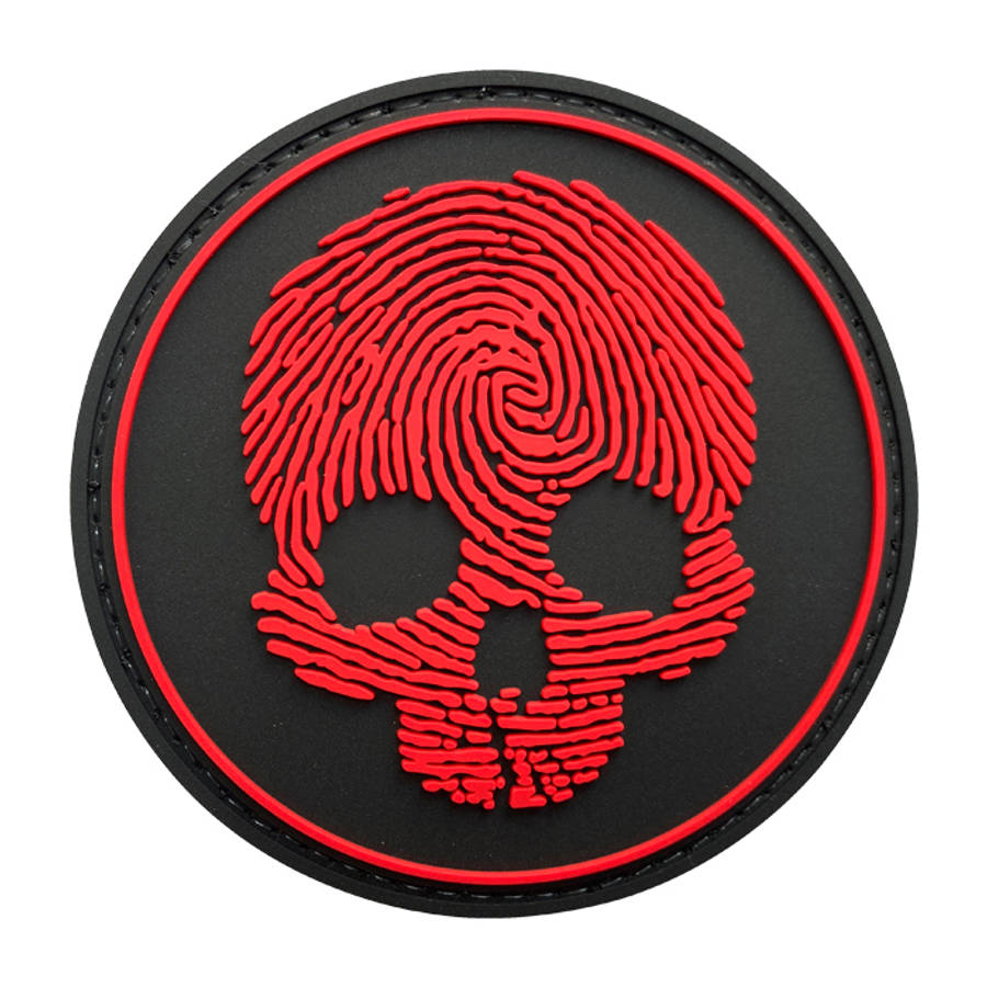 TacSpec "Fingerprint Skull" PVC Velcro Patch - Red/Black