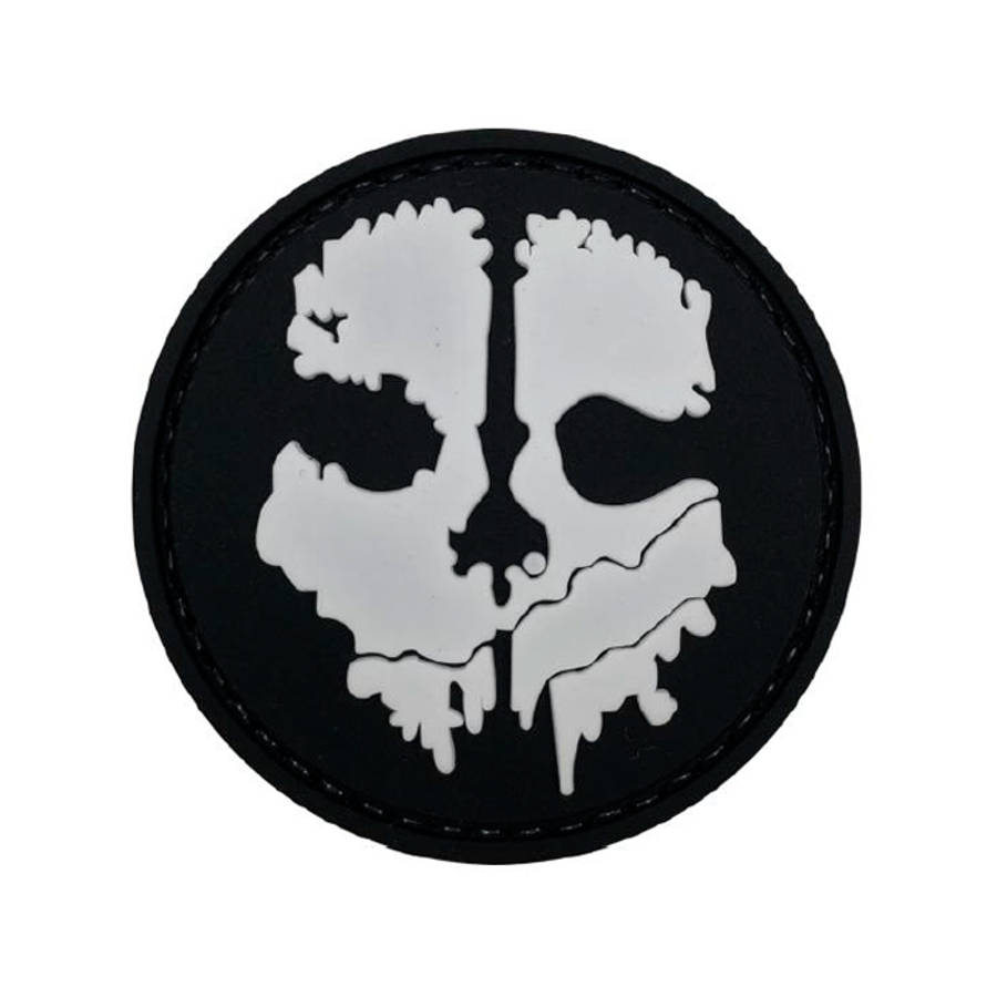 TacSpec "COD Ghost Skull" PVC Velcro Patch - Black/White
