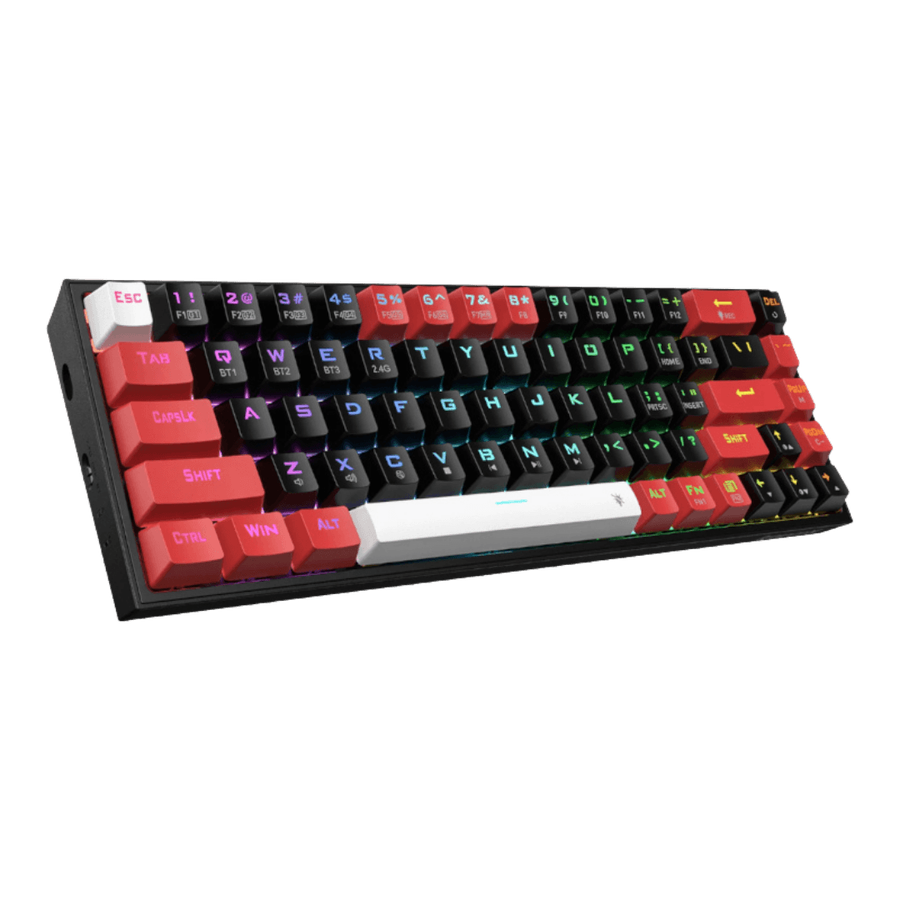 REDRAGON Castor Pro 68Key Wireless Bluetooth RGB Red Switches  Black/Red