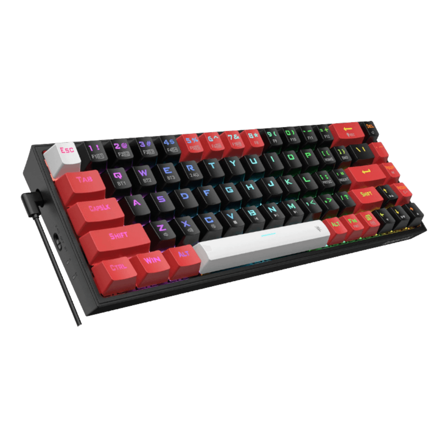 REDRAGON Castor Pro 68Key Wireless Bluetooth RGB Red Switches  Black/Red
