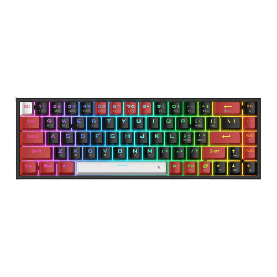 REDRAGON Castor Pro 68Key Wireless Bluetooth RGB Red Switches  Black/Red