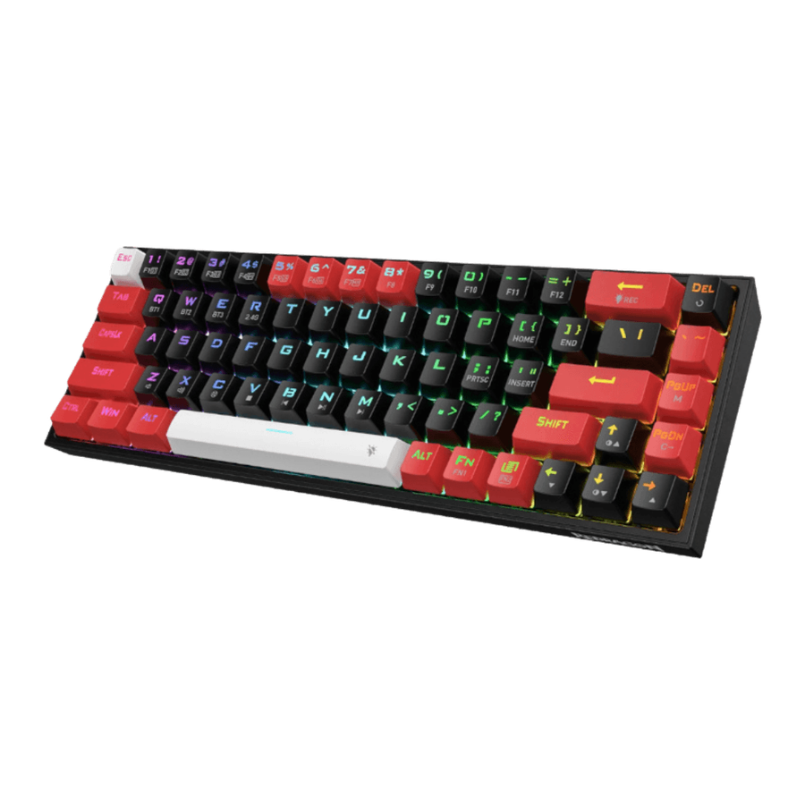 REDRAGON Castor Pro 68Key Wireless Bluetooth RGB Red Switches  Black/Red