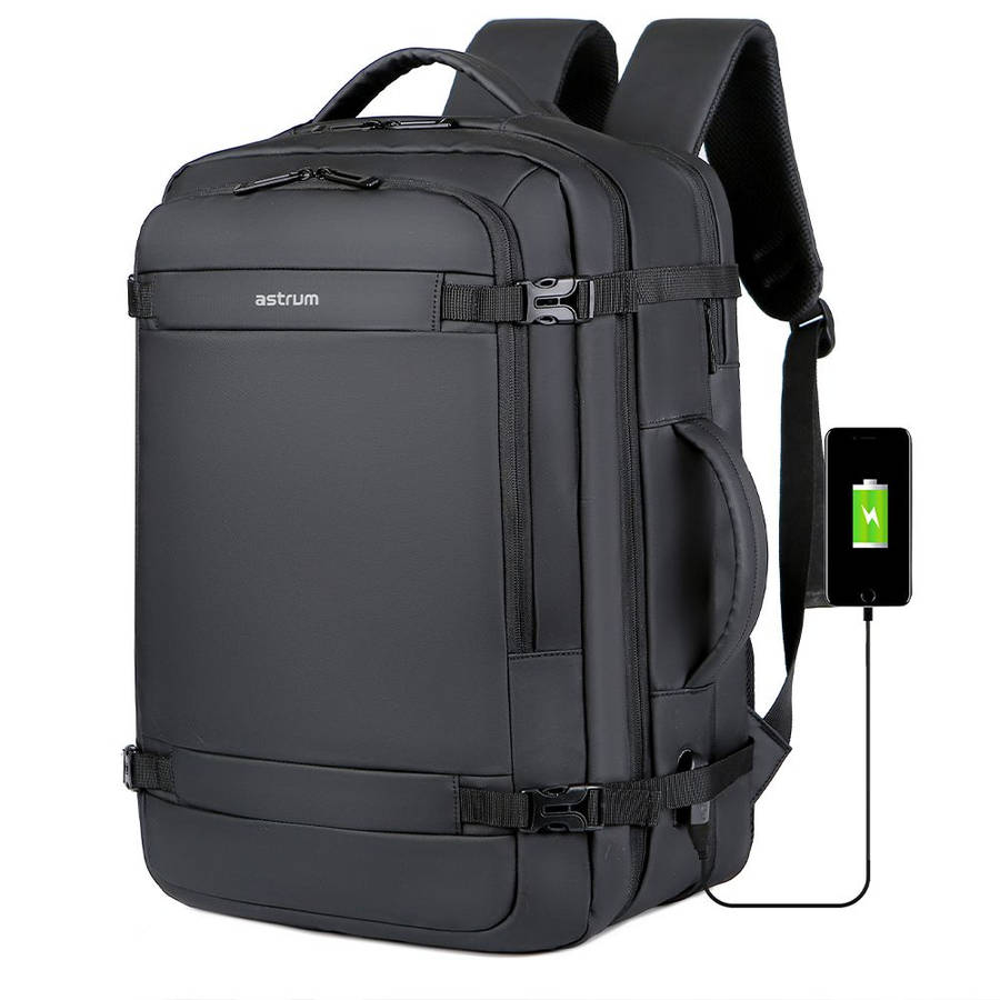 Astrum Travel Backpack PU Expandable with USB Charging Port - LB310