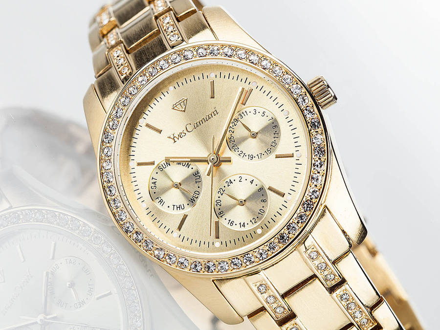 brand new!! YVES CAMANI Lady MIELLE Crystal Gold Pl. Watch *HIGH CLASS LUXURY*