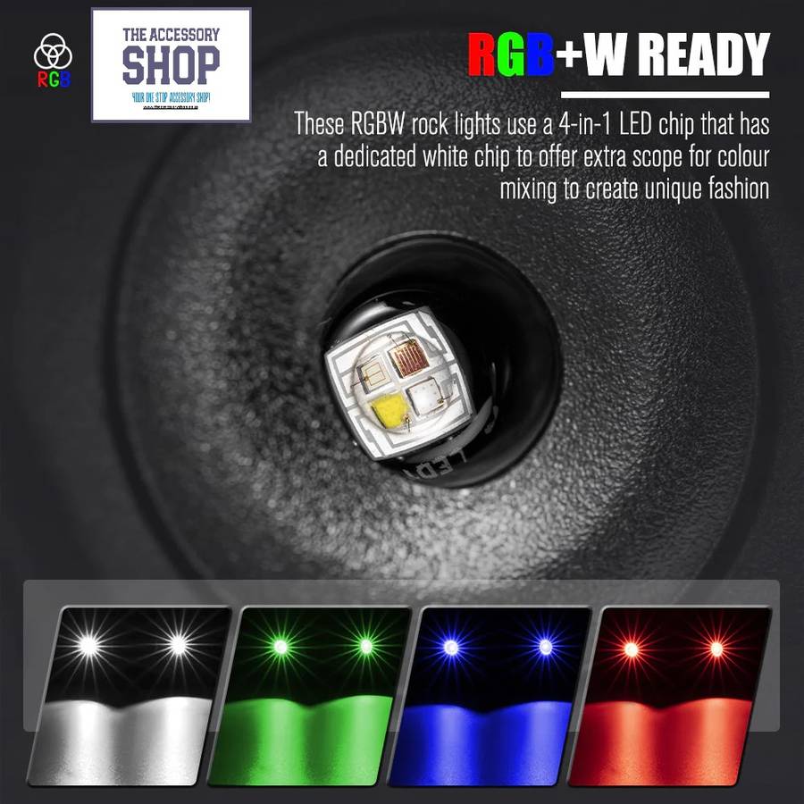 LIGHTFOX RGBW LED Rock Lights - 4 Pack