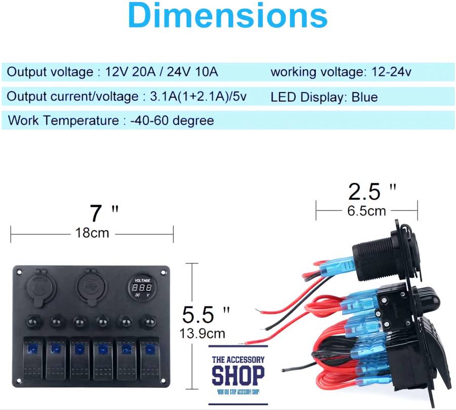 Switch Panel Marine Boat 12v 6 Gang Panel With Trip Switches