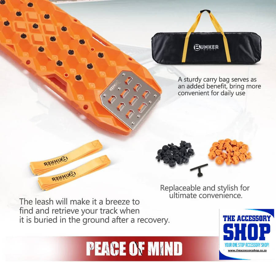 Recovery Sand Track with Replaceable Teeth & Steel Plate, 25 Ton Orange or Black (Pair)
