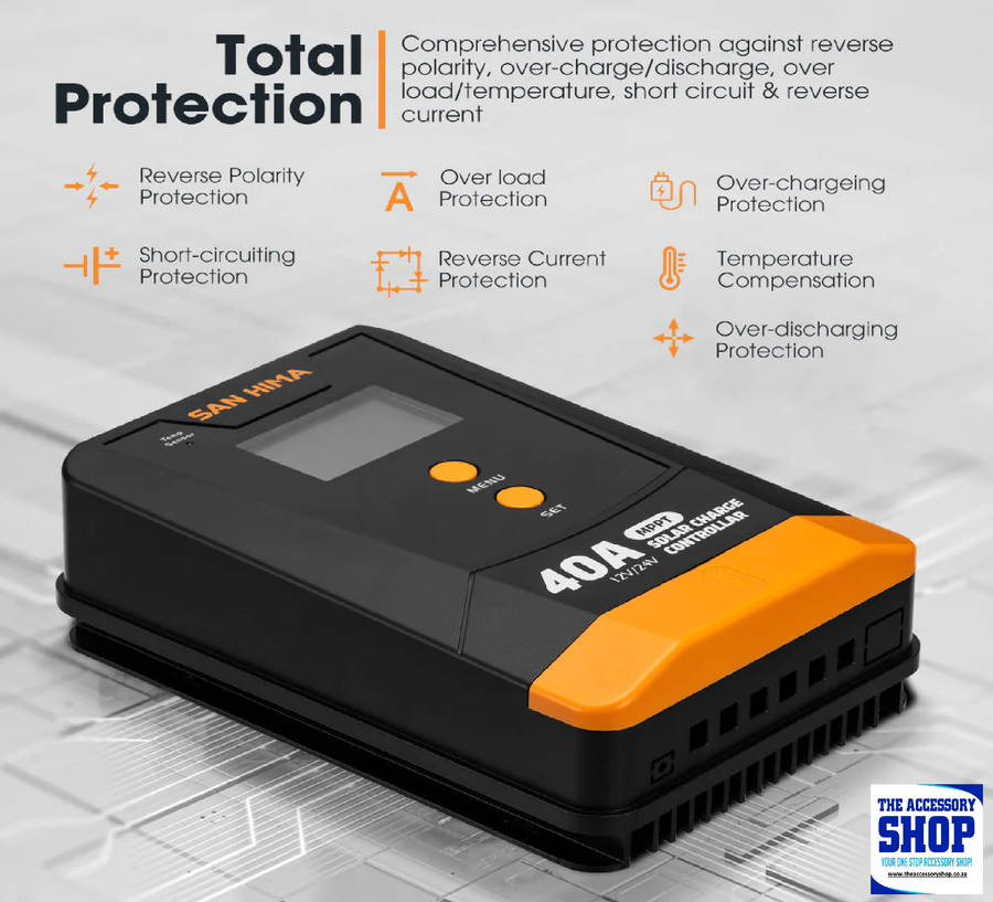 Solar Charge Controller 40A MPPT 12V 24V With Bluetooth LCD Display San Hima