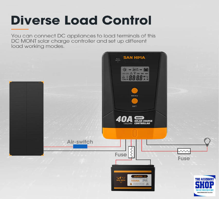 Solar Charge Controller 40A MPPT 12V 24V With Bluetooth LCD Display San Hima