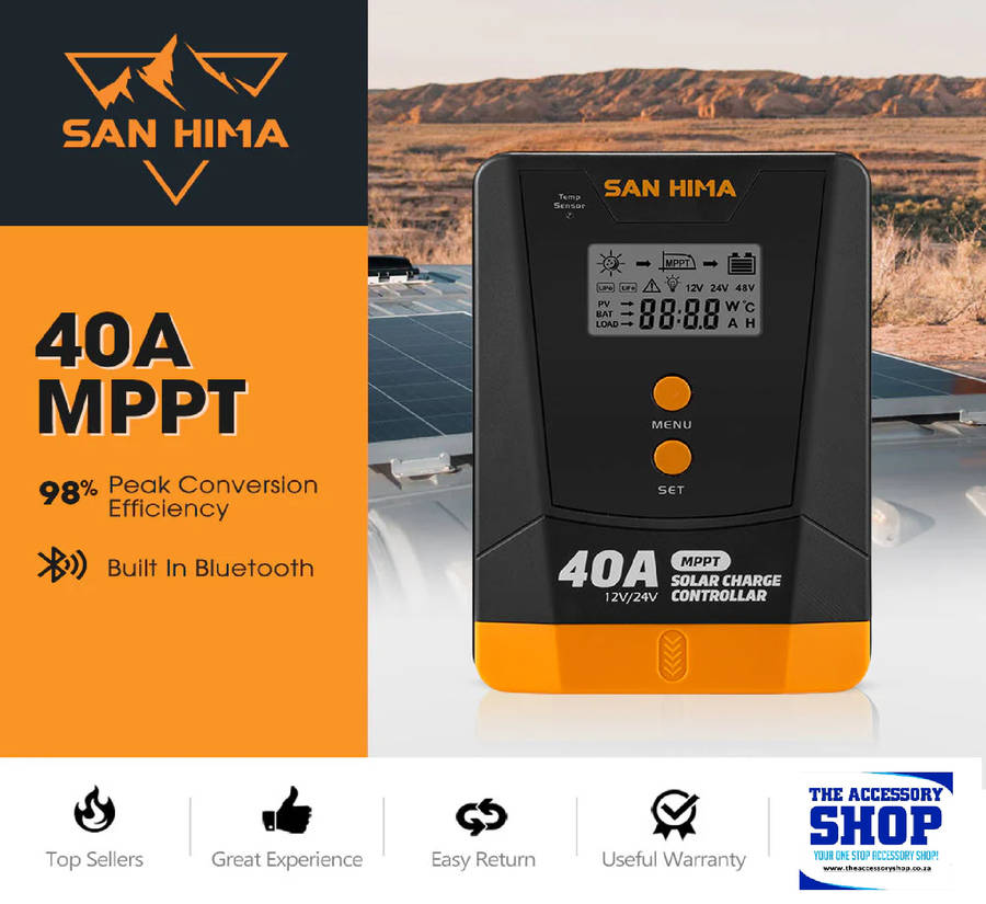 Solar Charge Controller 40A MPPT 12V 24V With Bluetooth LCD Display San Hima