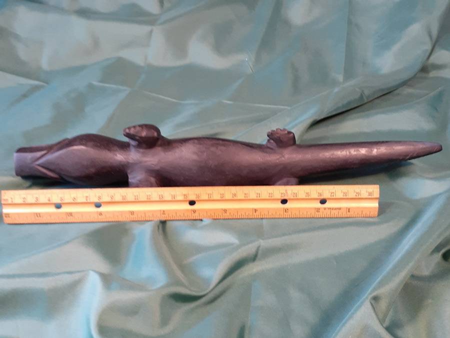Old african hardwood carved crocodile - primitive carved - 37 cms