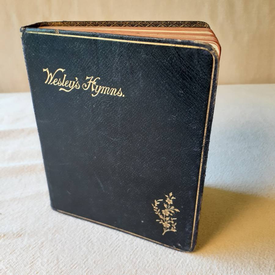 Weslean Hymn Book - gold embossed - leather covers - 12 x 14 cms